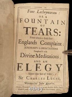 1677 RARE Fons Lachrymarum by Royalist John Quarles English Civil War Poems