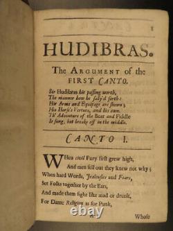 1689 HUDIBRAS English Civil War Samuel Butler Political Satire Poetry