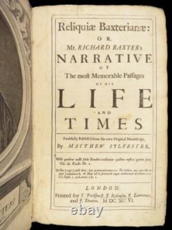 1696 Richard Baxter English Civil War Autobiography 1st Reliquiae Baxteriana