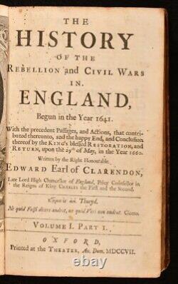 1707 5vols History of the Rebellion and Civil War Clarendon Illustrated