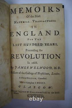 1749 MEMOIRS OF TRANSACTIONS IN ENGLAND Revolution Charles I Civil War LEATHER