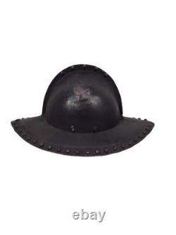 17th-Century English Civil War Pikeman's Helmet with Original Black Paint