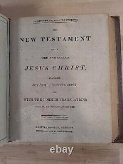 1816 1819 HOLY BIBLE holbrook BRATTLEBOROUGH antique PRE CIVIL WAR leather OLD