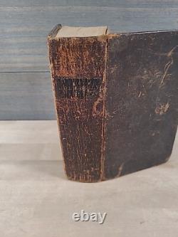 1826 HOLY BIBLE antique PRE CIVIL WAR leather AMERICAN BIBLE SOCIETY old RARE