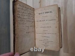 1826 HOLY BIBLE antique PRE CIVIL WAR leather AMERICAN BIBLE SOCIETY old RARE