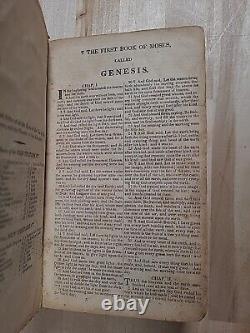 1826 HOLY BIBLE antique PRE CIVIL WAR leather AMERICAN BIBLE SOCIETY old RARE