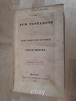 1827 NEW TESTAMENT rare DAVID HILLS STEREOTYPE EDITION antique PRE CIVIL WAR old