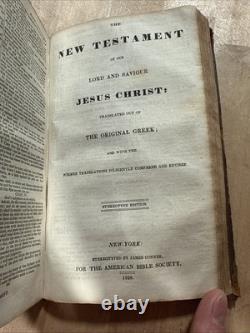 1828 HOLY BIBLE antique PRE CIVIL WAR leather AMERICAN BIBLE SOCIETY old