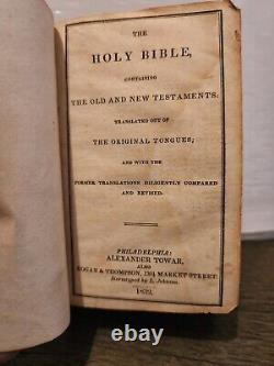 1832 The Holy Bible Old And New Testament Alexander Towar Pre Civil War