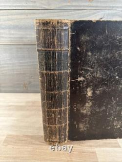 1837 HOLY BIBLE large PRE CIVIL WAR leather AMERICAN BIBLE SOCIETY old