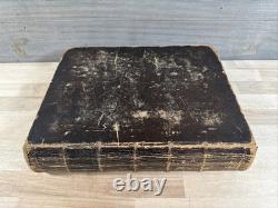1837 HOLY BIBLE large PRE CIVIL WAR leather AMERICAN BIBLE SOCIETY old