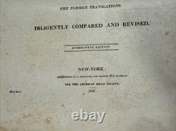 1837 HOLY BIBLE large PRE CIVIL WAR leather AMERICAN BIBLE SOCIETY old