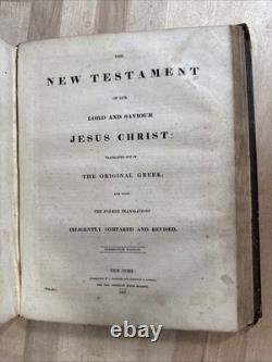1837 HOLY BIBLE large PRE CIVIL WAR leather AMERICAN BIBLE SOCIETY old