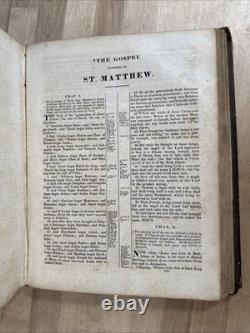 1837 HOLY BIBLE large PRE CIVIL WAR leather AMERICAN BIBLE SOCIETY old