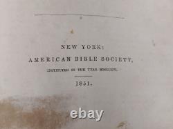 1851 AMERICAN BIBLE SOCIETY PRE CIVIL WAR Young Men's Bible Society WithWood Box