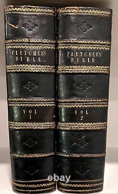 1853 Antique Family Devotional Bible Pre Civil War CLEAN Alexander Fletcher