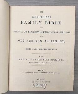 1853 Antique Family Devotional Bible Pre Civil War CLEAN Alexander Fletcher