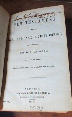 1856 Civil War US Navy New Testament Bible ABS KJV antique leather book military