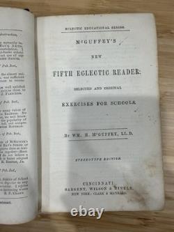 1857 McGuffey's New Fifth Eclectic Reader Antique School Book Civil War Era