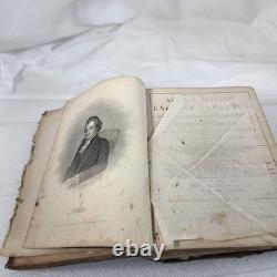 1858 Noah Webster Dictionary Merriam Springfield Leather Antique Pre-Civil War