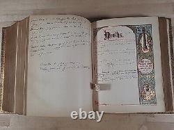 1859 HOLY BIBLE antique COLOR ILLUSTRATED butler CIVIL WAR ERA family LEATHER