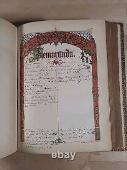 1859 HOLY BIBLE antique COLOR ILLUSTRATED butler CIVIL WAR ERA family LEATHER