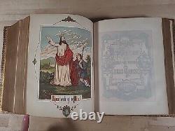 1859 HOLY BIBLE antique COLOR ILLUSTRATED butler CIVIL WAR ERA family LEATHER