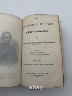 1861 1862 Rebellion Record Civil War 3 Vol Set Frank Moore Putnam HC