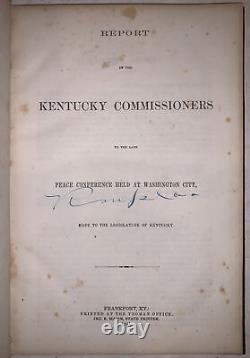 1861, 1st, REPORT OF THE KENTUCKY COMMISSIONERS, PEACE CONFERENCE, CIVIL WAR