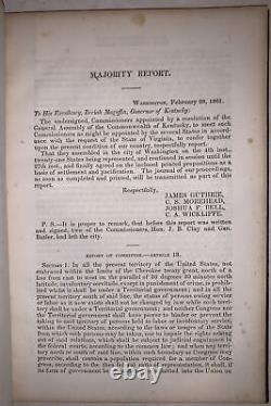 1861, 1st, REPORT OF THE KENTUCKY COMMISSIONERS, PEACE CONFERENCE, CIVIL WAR