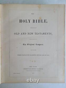 1861 BIBLE CIVIL WAR ERA FOLIO in ENGLISH antique