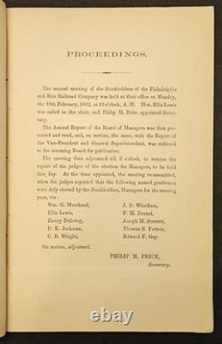 1862 Philadelphia & Erie Rail Road Co Annual Meeting Proceedings Report