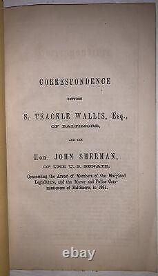 1863, 1st, CIVIL WAR, CORRESPONDENCE S TEACKLE WALLIS & JOHN SHERMAN, MARYLAND