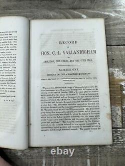 1863 Antique Civil War Book The Record of Hon. C. L. Vallandigham