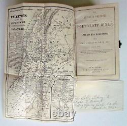 1863 BIBLE antique in ENGLISH CIVIL WAR ERA AMERICANA with PALESTINE MAP