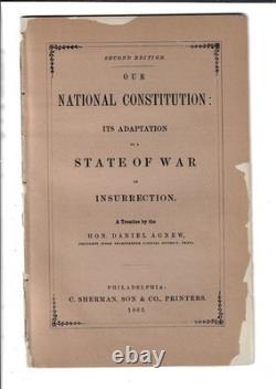 1863 Civil War Pamphlet Our National Constitution 2 State of War by Daniel Agnew