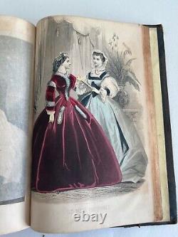 1863 PETERSON'S MAGAZINE Civil War Fashion, Color plates, illustrated antique