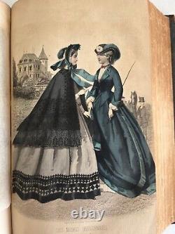 1863 PETERSON'S MAGAZINE Civil War Fashion, Color plates, illustrated antique