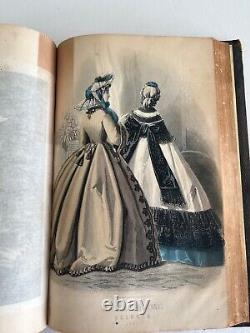 1863 PETERSON'S MAGAZINE Civil War Fashion, Color plates, illustrated antique