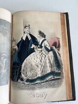 1863 PETERSON'S MAGAZINE Civil War Fashion, Color plates, illustrated antique