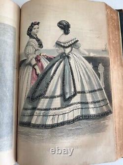 1863 PETERSON'S MAGAZINE Civil War Fashion, Color plates, illustrated antique