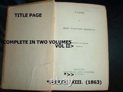 1863 POEMS BY HENRY WADSWORTH LONGFELLOW Vol 2 TICKNOR & FIELDS CIVIL WAR ERA