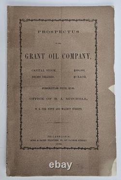1864 Civil War Era Grant Oil Company Prospectus Oil Creek Pennsylvania Map