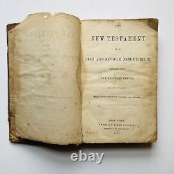 1864 LEATHER HOLY BIBLE American Bible Society Civil War Missing Pages