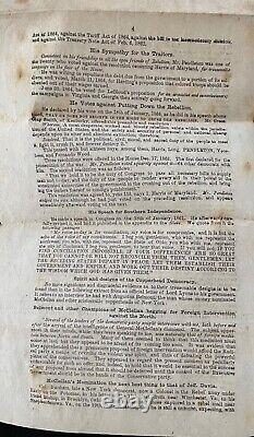 1864 The Great Slaveholders Rebellion! Rare CIVIL War Abraham Lincoln Copperhead