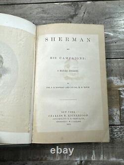 1865 Antique Civil War History Book Sherman & His Campaigns