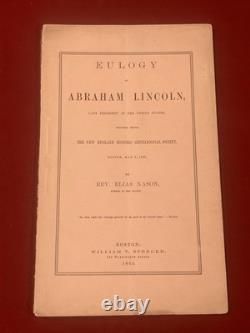 1865 Civil War Eulogy on the Death of Abraham Lincoln Boston Elias Nason