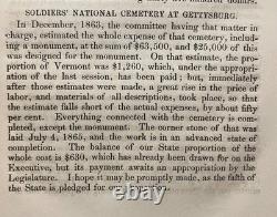 1865 Journal State Vermont CIVIL War Abraham Lincoln Gettysburg Slavery Troops
