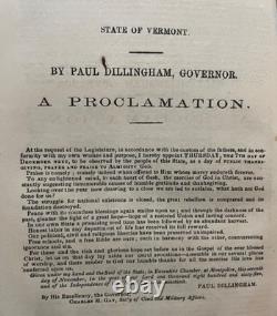 1865 Journal State Vermont CIVIL War Abraham Lincoln Gettysburg Slavery Troops