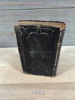1865 NEW TESTAMENT antique CIVIL WAR ERA old AMERICAN BIBLE SOCIETY leather
